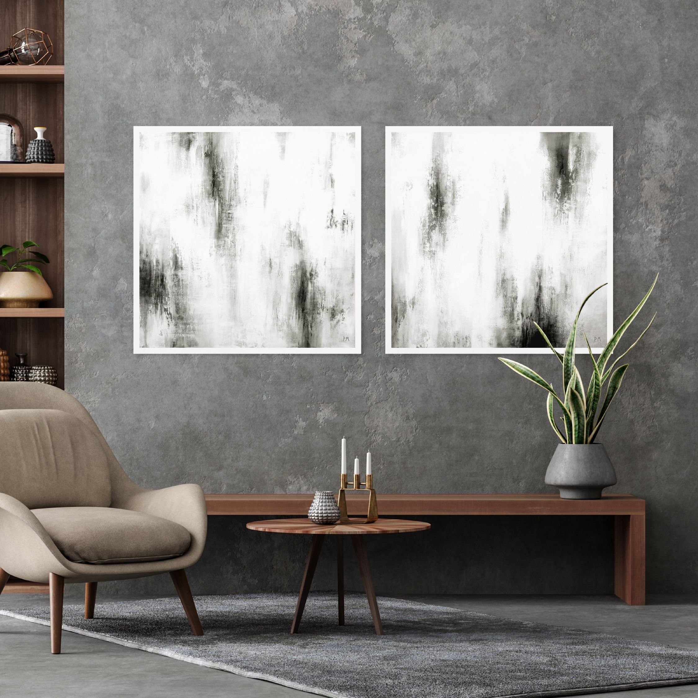 Manhattan Square Framed Canvas Set of 2 - Mala Art Co.