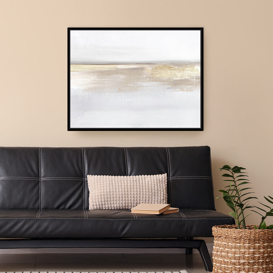 Gold Light Landscape Framed Printed Canvas
