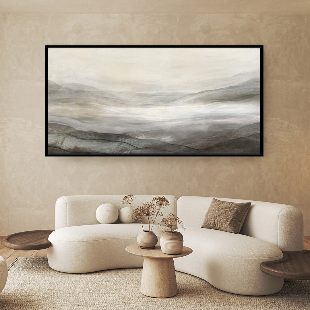 Mountain View Panoramic Framed Printed Canvas