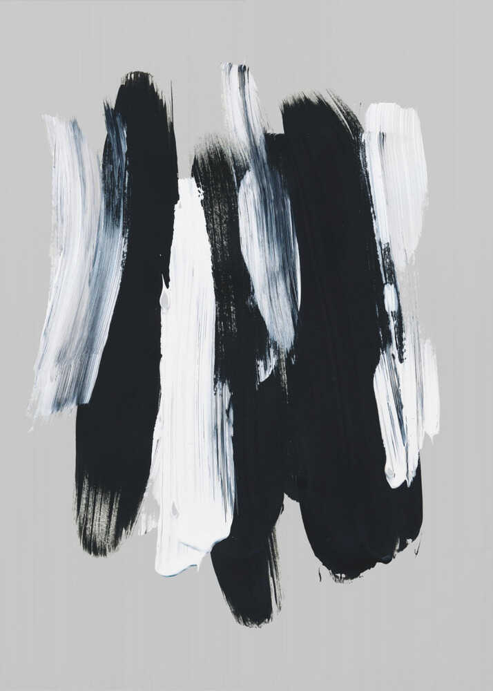 Monochrome Brush Strokes Portrait Framed Printed Canvas